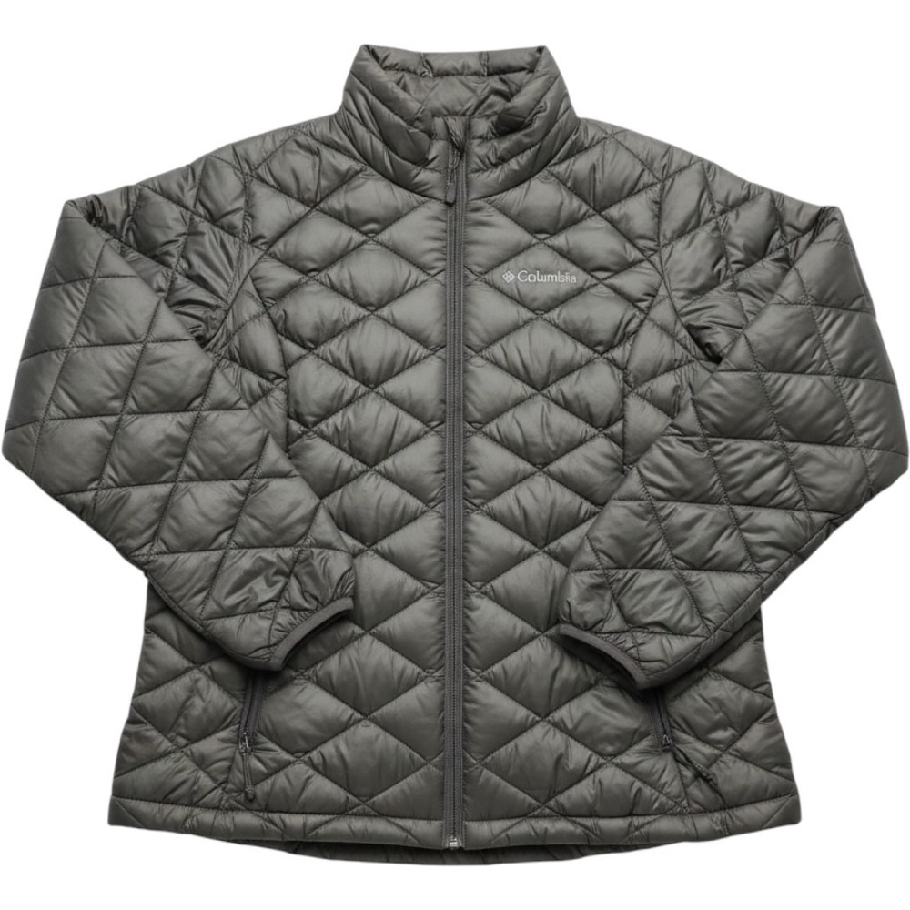 Columbia Womens TurboDown 550FP Omni-Heat Quilted Puffer Jacket Gray Large